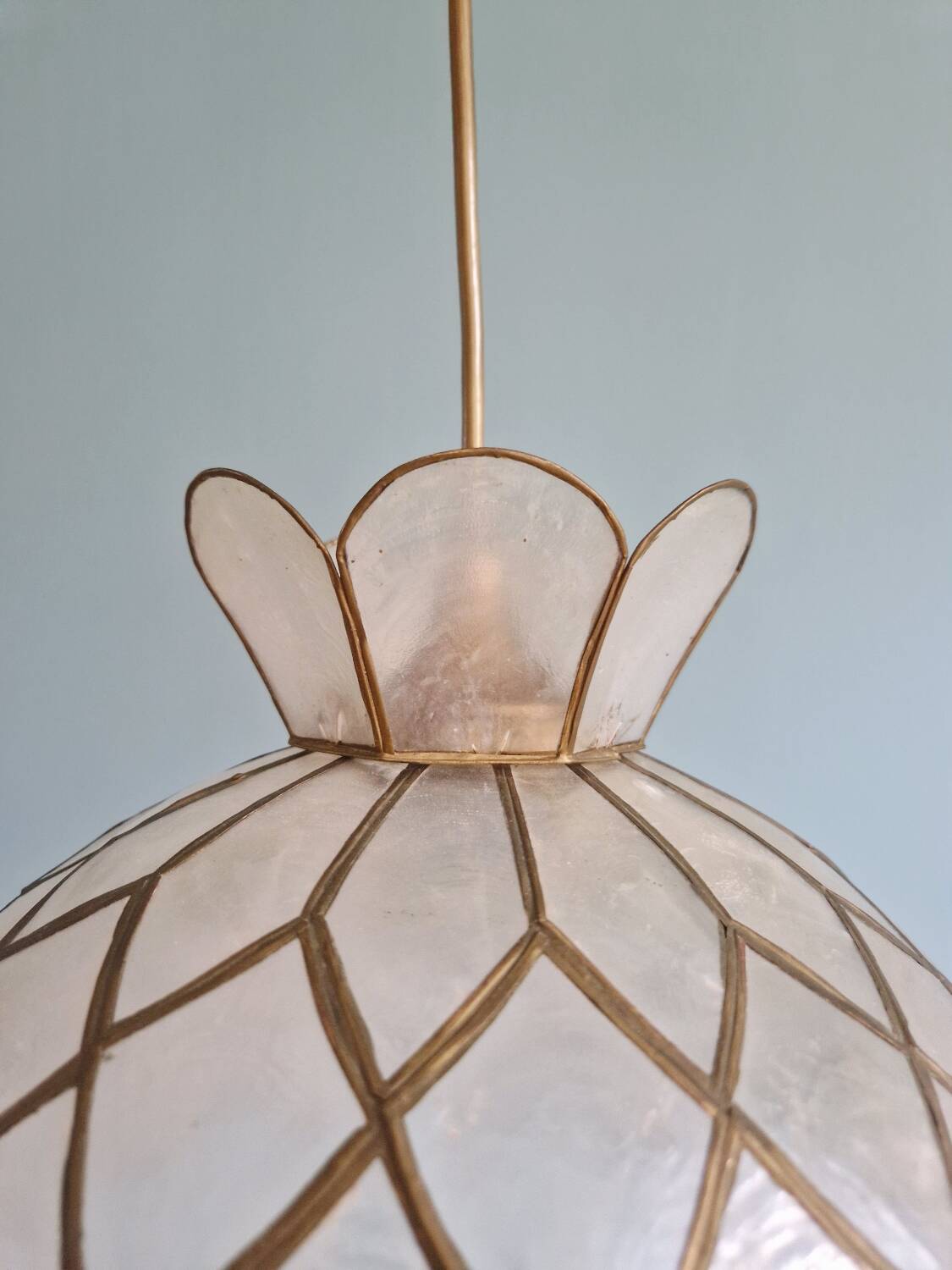 Suspension vintage en nacre de capiz, années 70