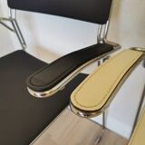 4 Sultana Dining Stackable Armchairs by Arrben/Italy 1980s/White and Black Leather Mid-Century