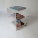 side table on wheels in plexiglass designed by David Lange 1970