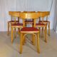 Six vintage Baumann bistro chairs in blond wood