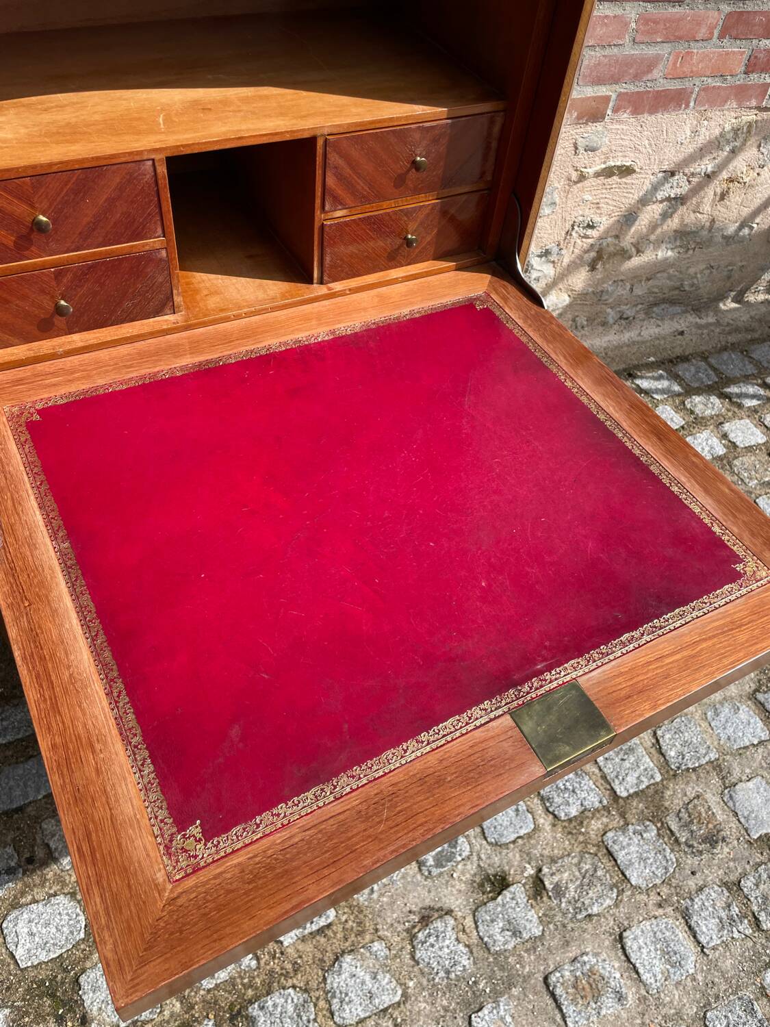 Old wooden and marble secretary