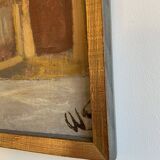 Vintage Oil On Canvas Interior with Woman Signed By Artist W.S., circa 1950s