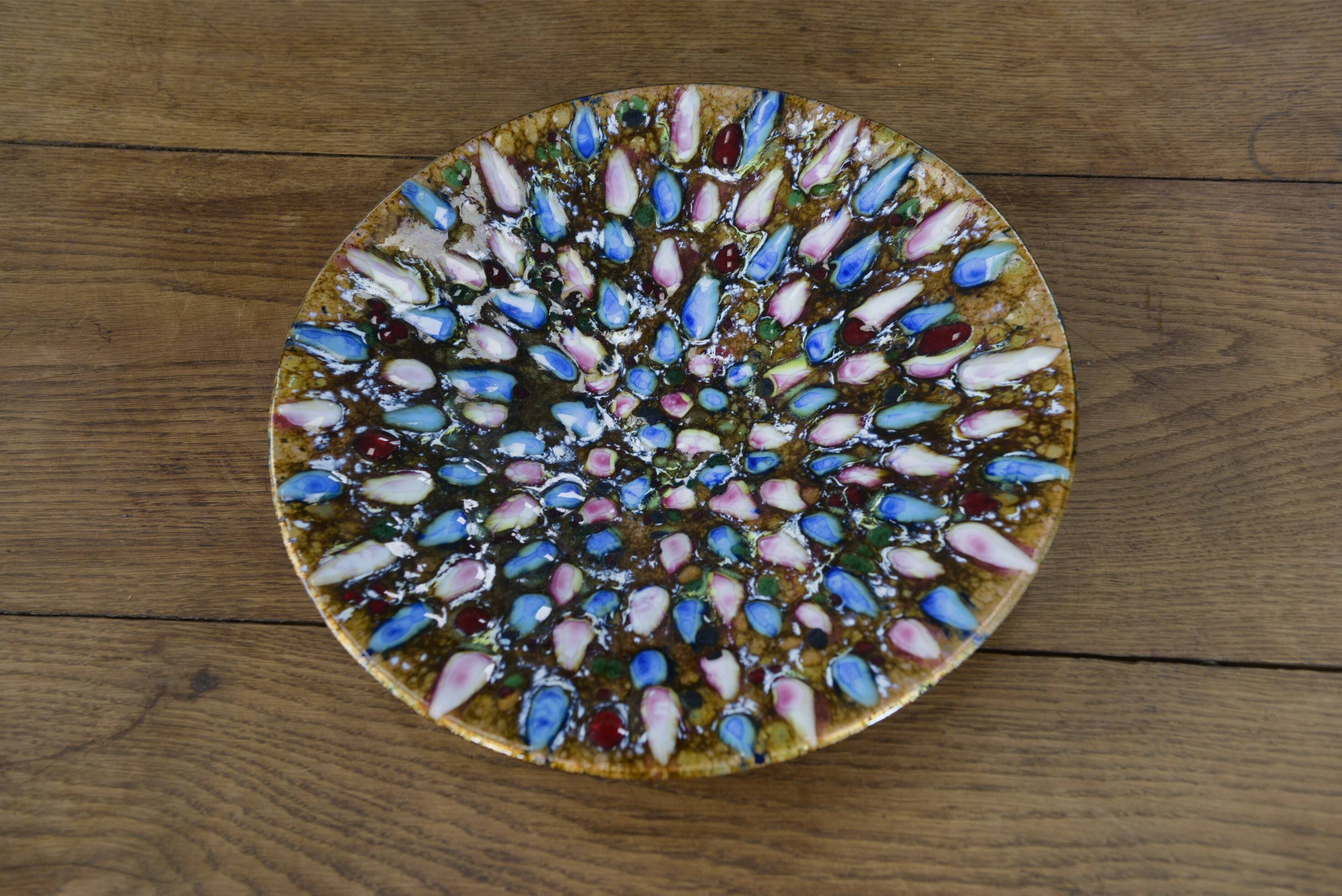 Colorful enameled metal centerpiece 1970