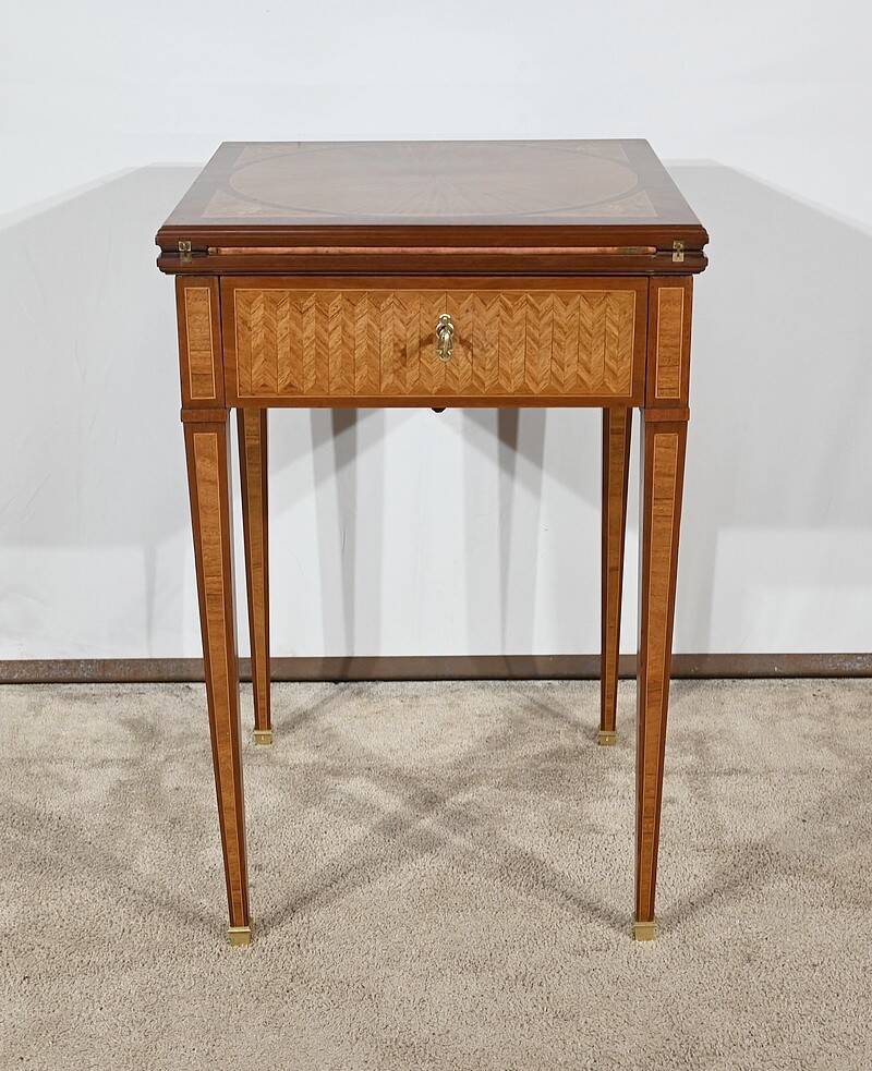 Mahogany and marquetry games table, Art Nouveau, 1920