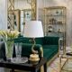 Patinated bronze lamp and marble in Hollywood Regency Style