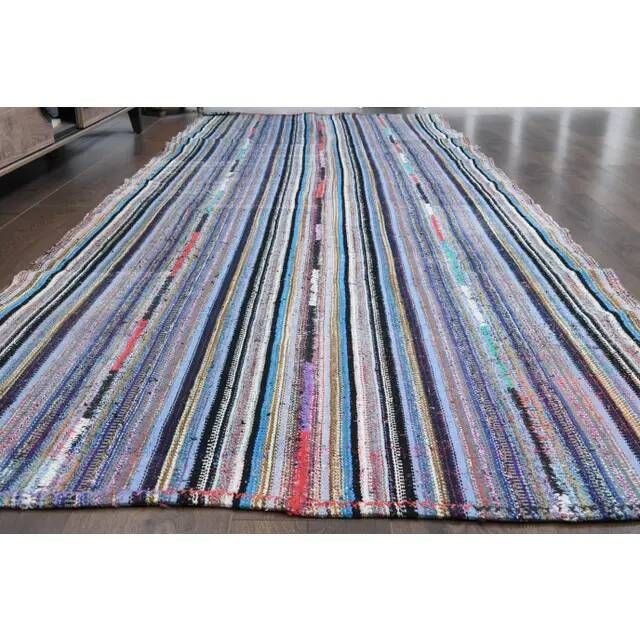 1970s Vintage Turkish Oushak Handmade Wool & Cotton Runner Rug 133x355