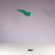 2000s wind sculpture/weathervane by Afra Scarpa and Tobia Scarpa, telescopic pole and stainless steel counterweight, green metal windvane for Dimensione Disegno