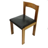 Table et chaises en noyer par Antonio Virgilio pour Bernini Italie années 1970