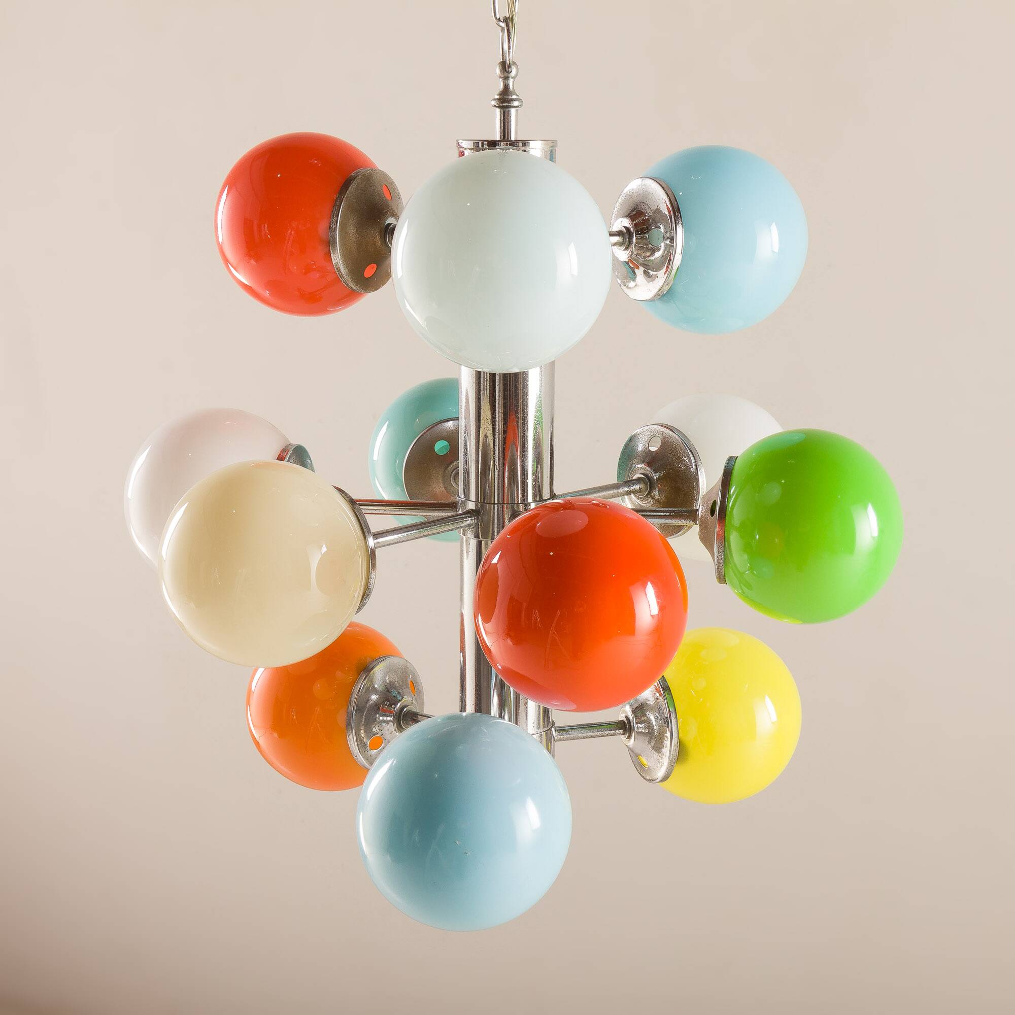 Italian Space Age colorful sputnik glass chandelier, 1970s