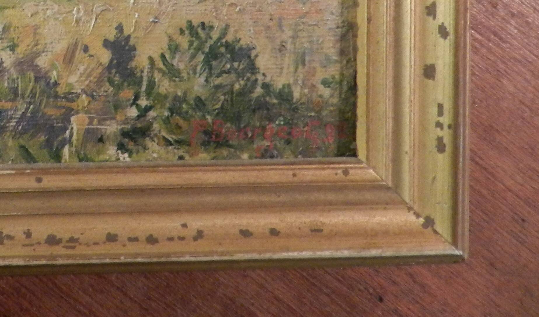 Oil painting on hardboard from 1922 signed Georges Bourgeot
