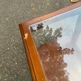 Table vintage basse bois massif et verre