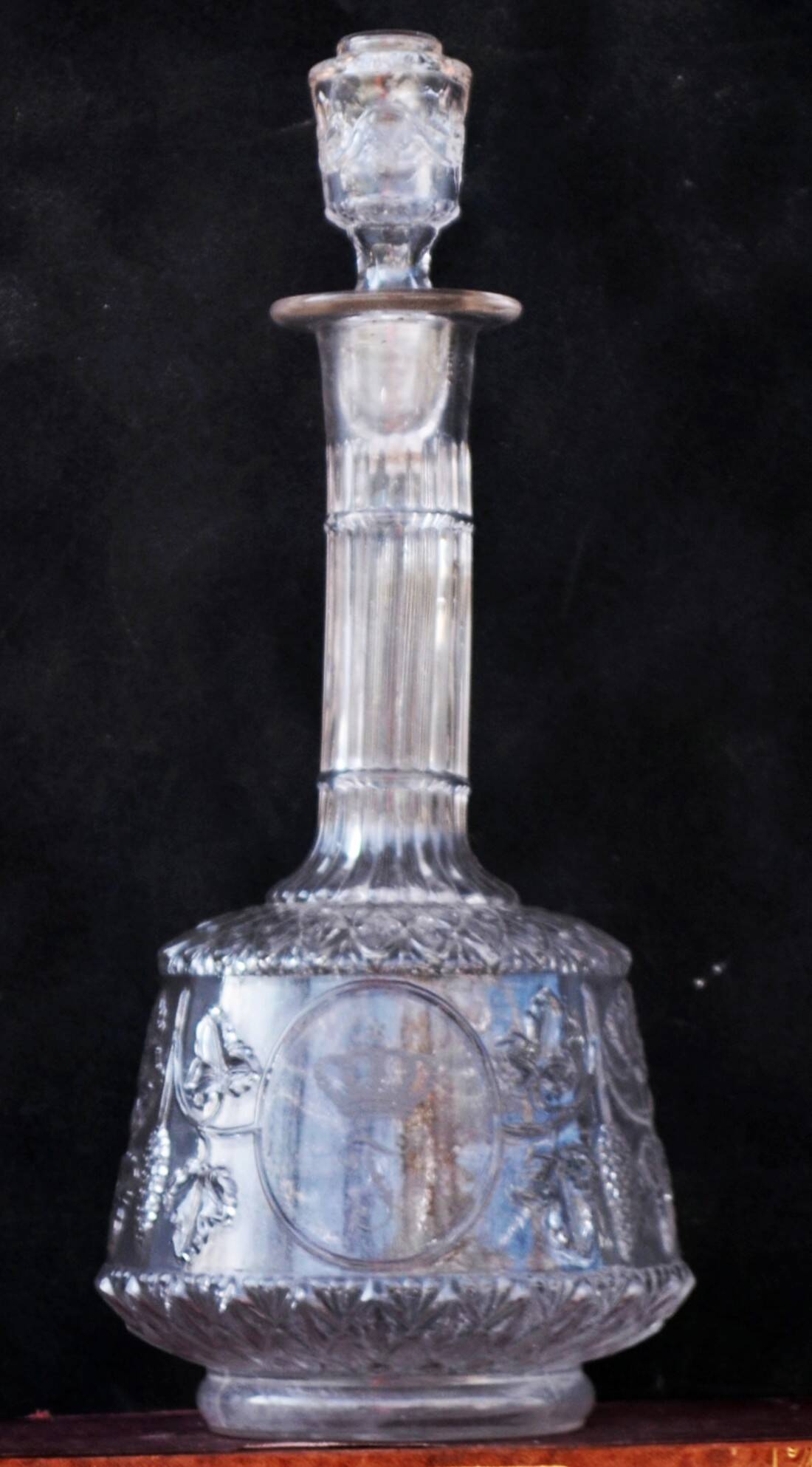 19th Century French Hand Blown Decanter with F letter engraved