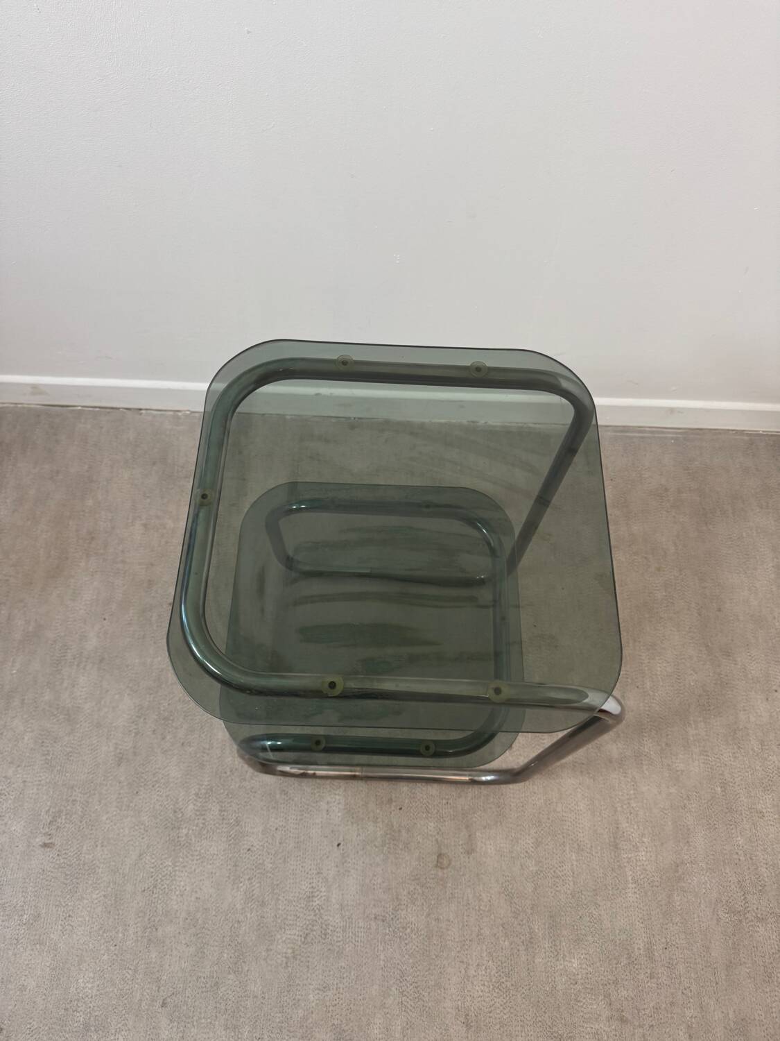 Smoked glass side table - bedside table.
