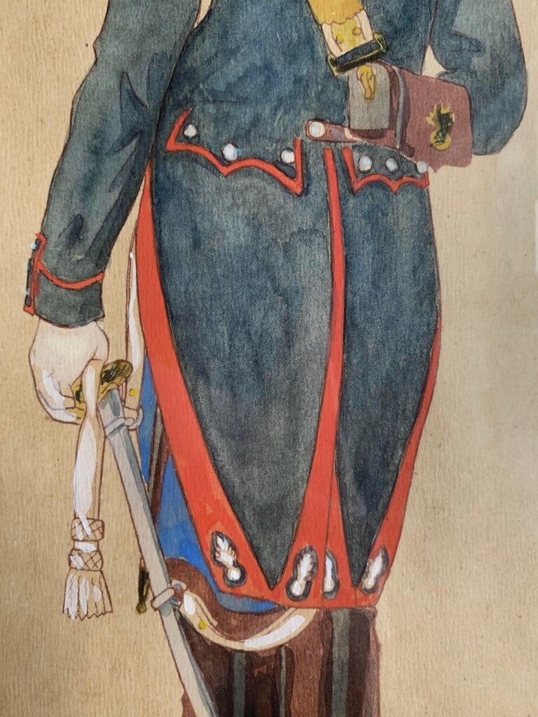 After Lalaisse, "gendarme on horseback", watercolor, twentieth century