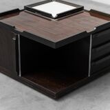 Tavolino da caffè multifunzione con ruote legno metallo anni ’70 vintage