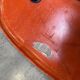 A vintage 70s Eames Herman Miller DSW Fiber Red Orange Dowel Walnut Chair