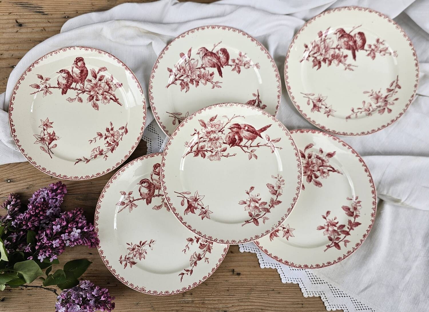 Assiettes plates Favori Sarreguemines rose