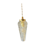 Lampe baladeuse ou suspension tulipe ancienne en verre moulé circa 70