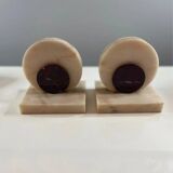 Paire de serre-livres art déco en marbre rose