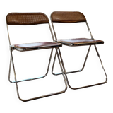 Pair of "Plia" caned chairs by Giancarlo Piretti
