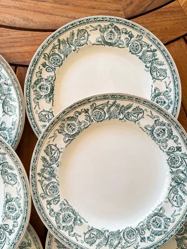 Set of 6 antique Longwy "Talma" flat plates in ironstone - 20th century