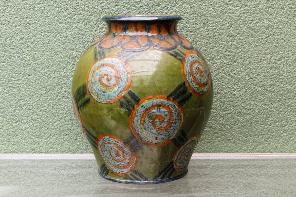 Glazed terracotta vase, Art Deco, signed René Nicole (1885-1960)