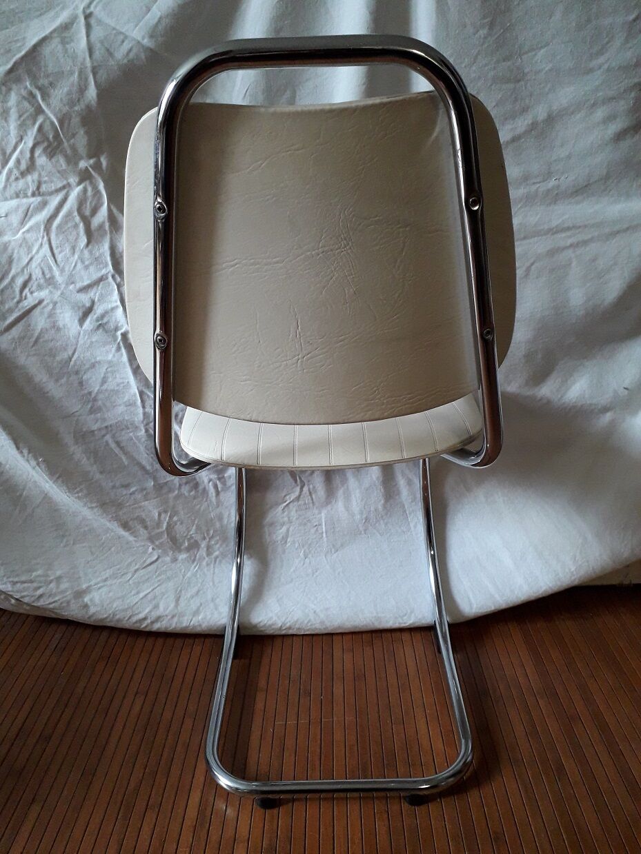 3 white skai chairs, 70's