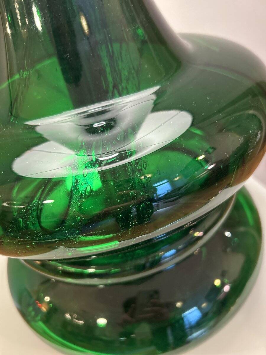 Vintage Doria lamp in green opaline glass with internal lighting by Doria Leuchten, 1970s.