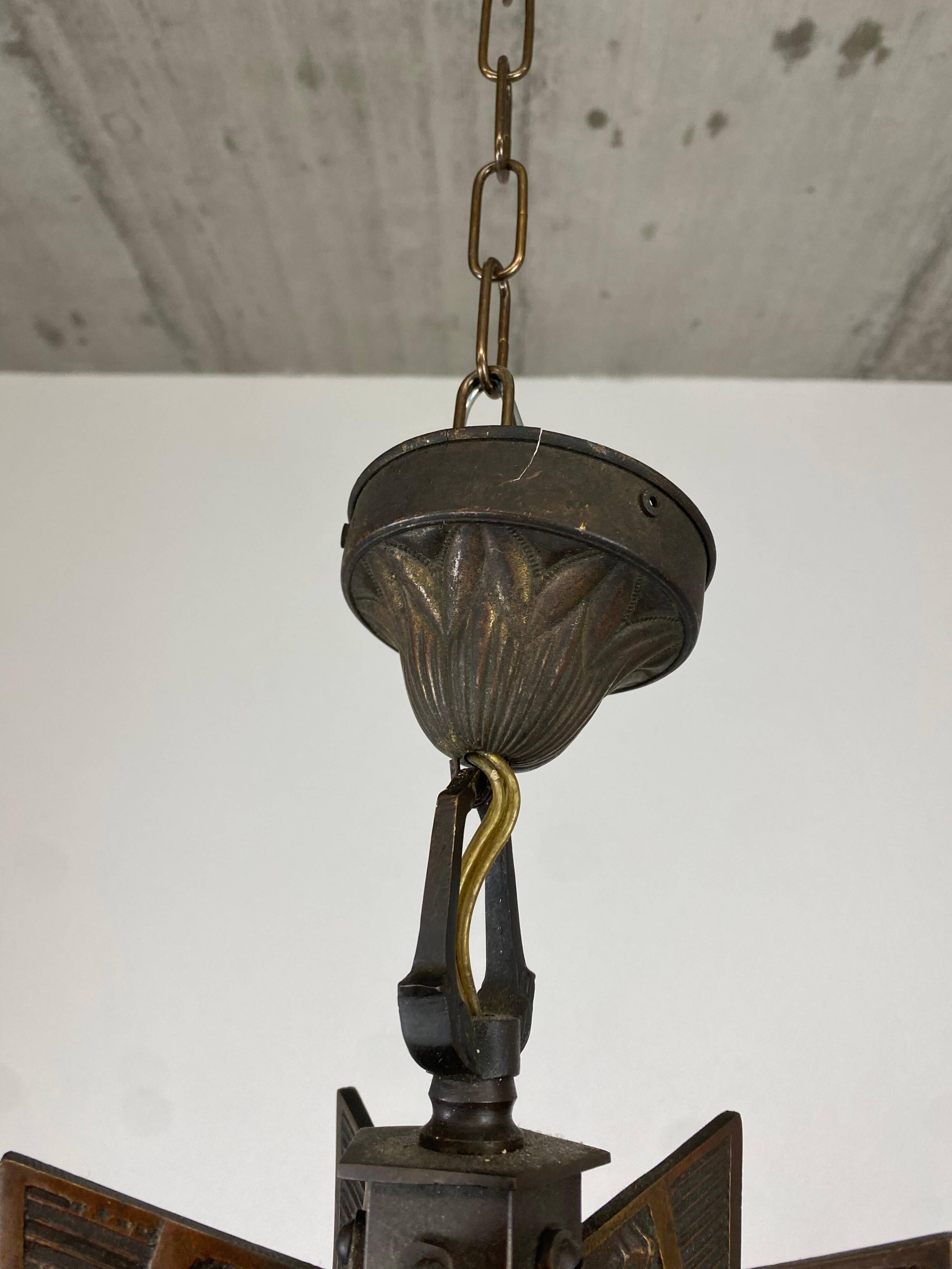 Art Deco bronze pendant lamp