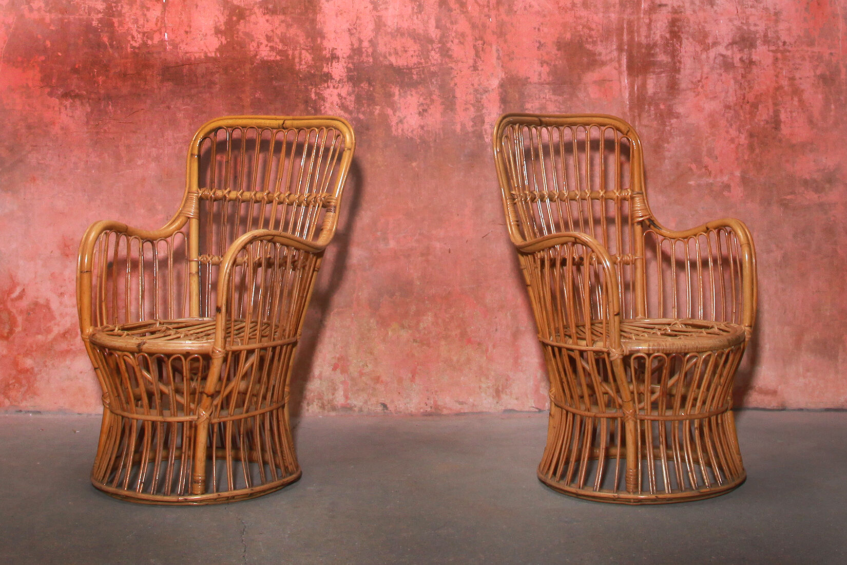 Vintage Rattan Armchairs, 60s