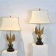 Pair of large Belgian brass carved eagle table lamps