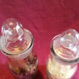 Set 2 old vintage kitchen glass jars