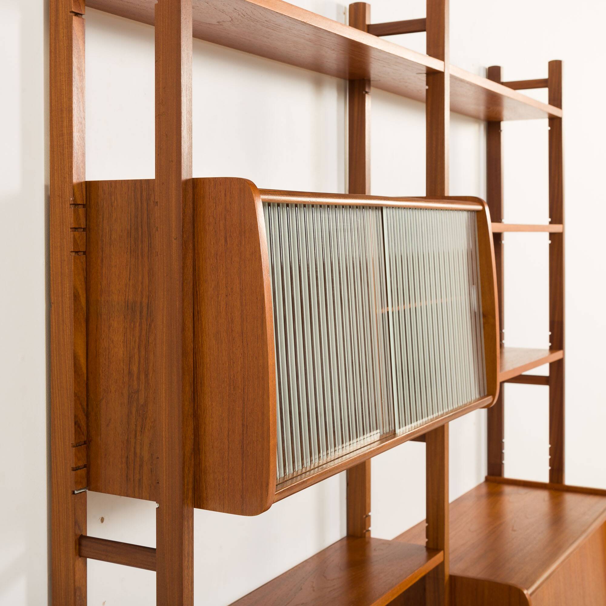 Scandinavian free standing teak wall unit, Norway 1960s.