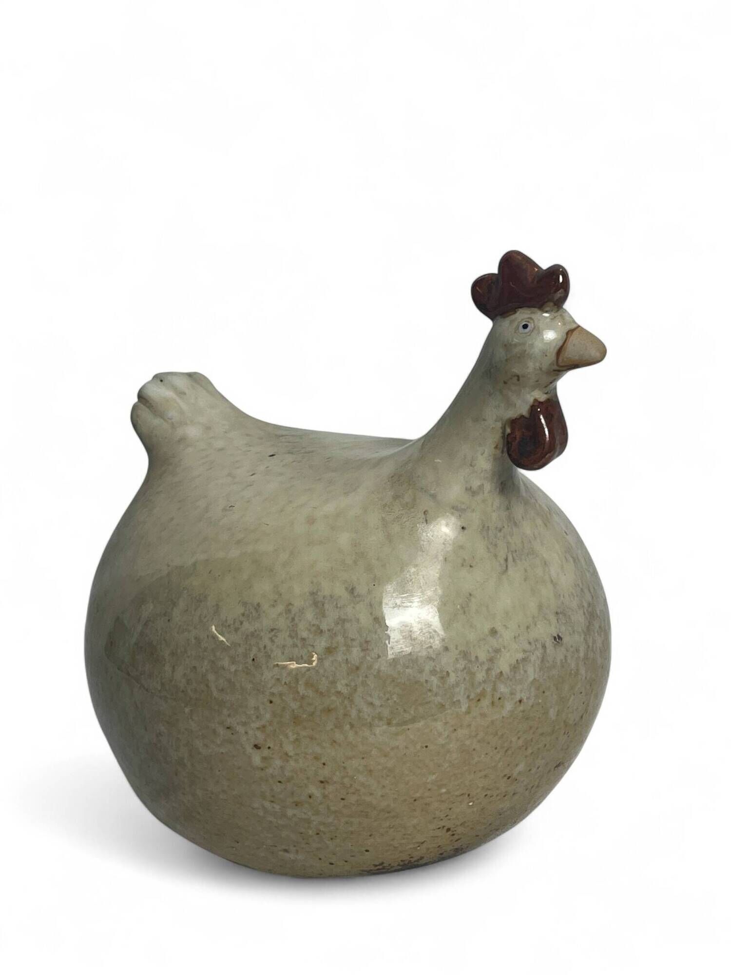 Large beige ceramic hen decoration, 20th century