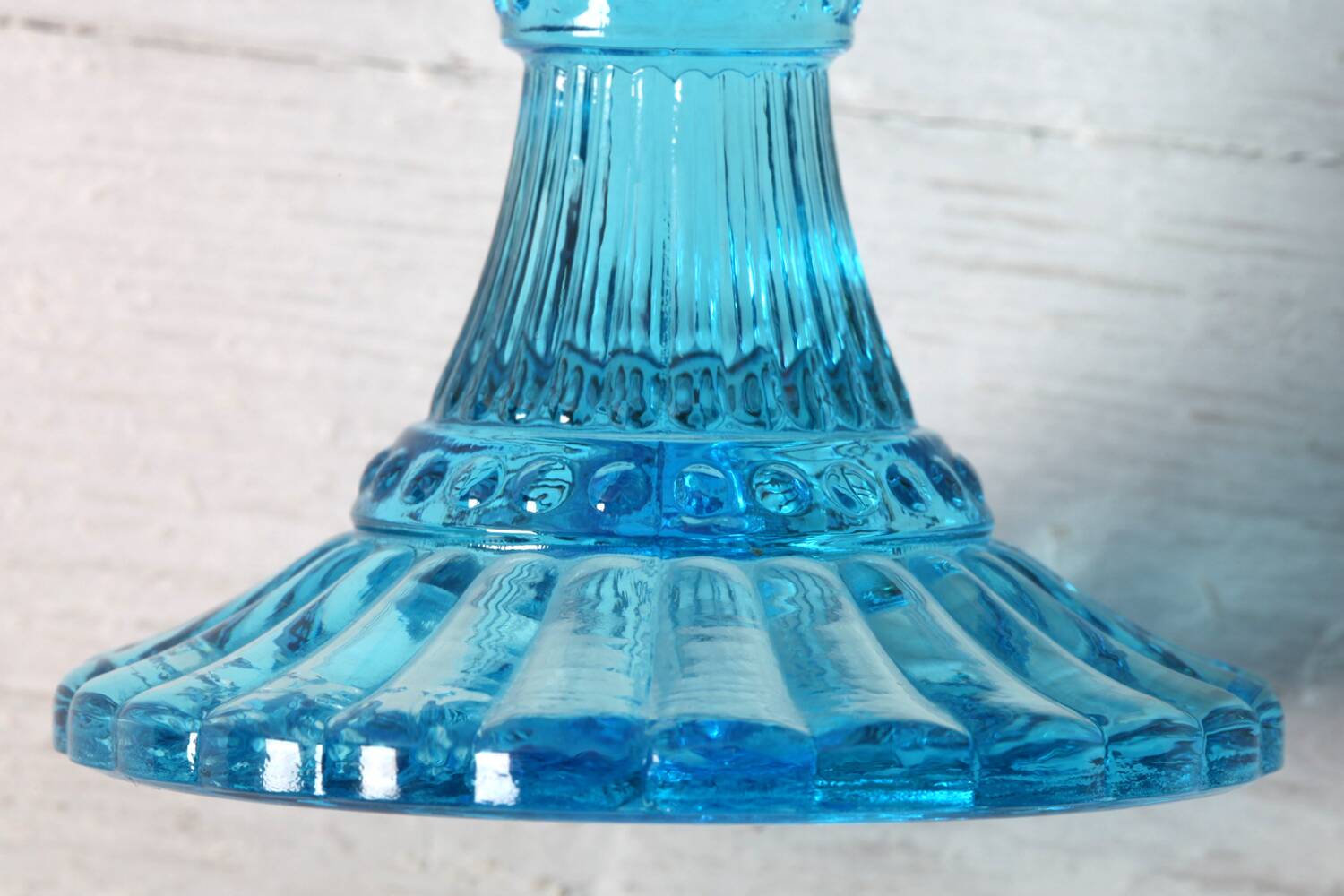 Vintage Iittala Marimekko Aqua Blue Pedestal Bowl - Finnish Design