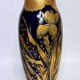 Lucien Michelaud, Limoges, large blue porcelain vase from the kiln with iris decoration.