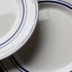 4 vintage bistro style flat plates in blue and white porcelain