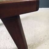 Brutalist Rustic Slate Tile & Oak Coffee Table, Belgium, 1960s