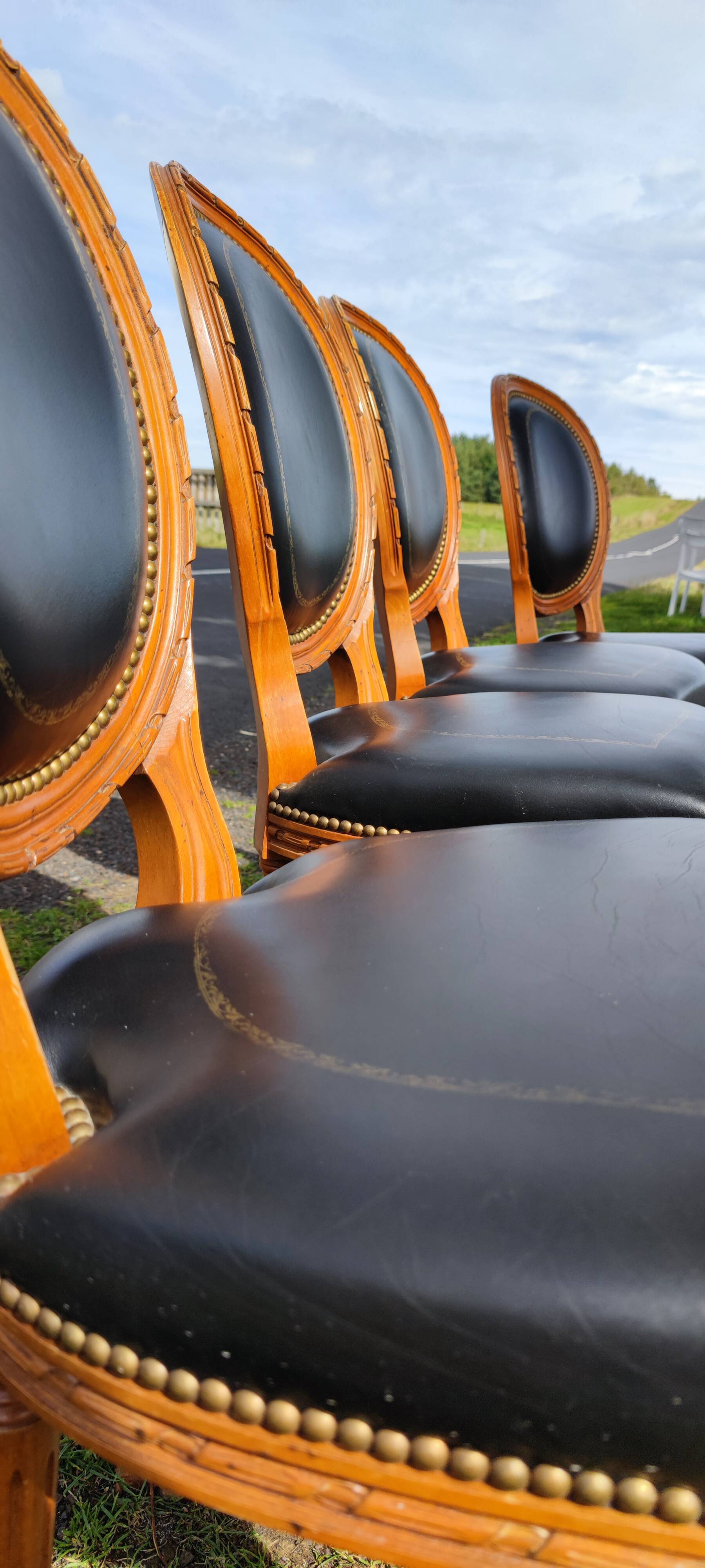 4 Louis XVI medallion chairs