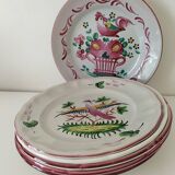 Set of 6 plates with birds and roosters.