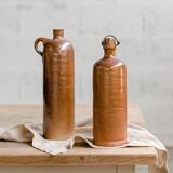 Set of 2 varnished stoneware vials