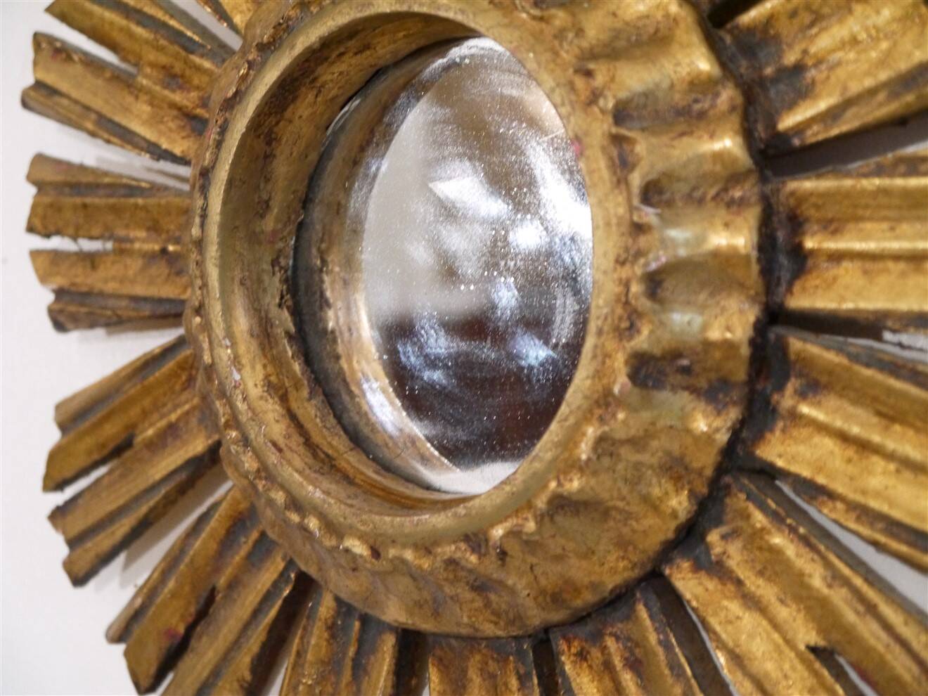 1950s gilded wooden sun mirror