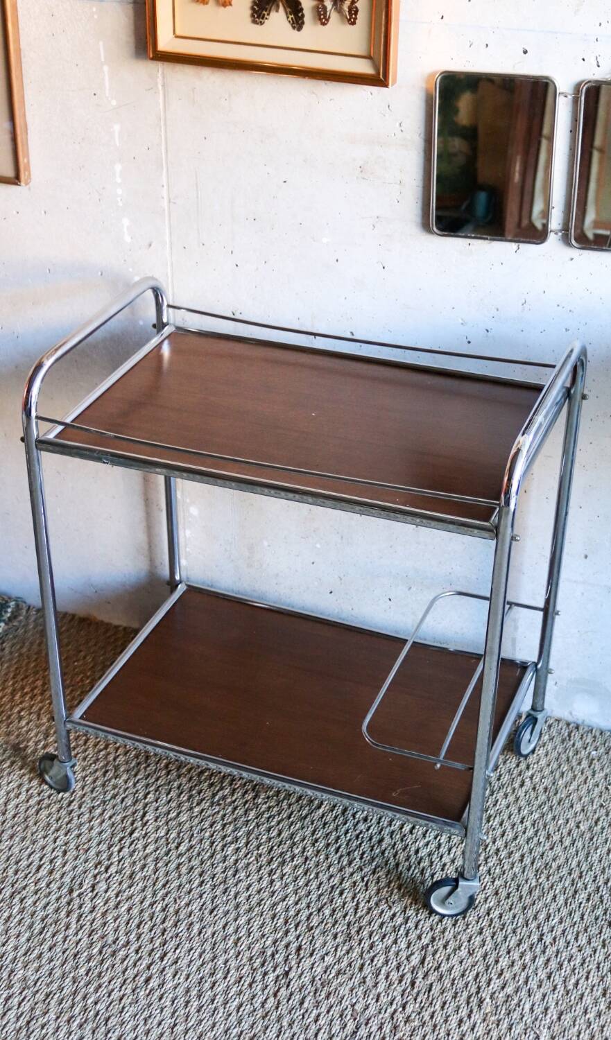 Vintage trolley Wood and chrome 70's