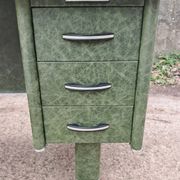 Art Deco or Bauhaus desk in metal covered with leather, Gio Ponti style.