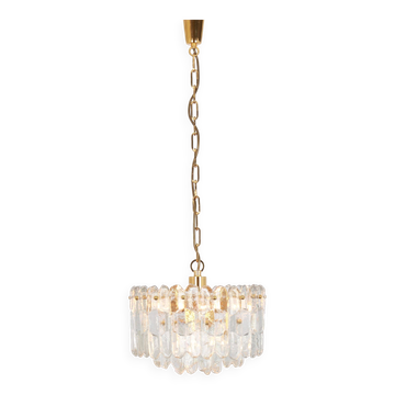 Lustre en laiton doré et verre cristal Palazzo, Kalmar, Autriche, 1970