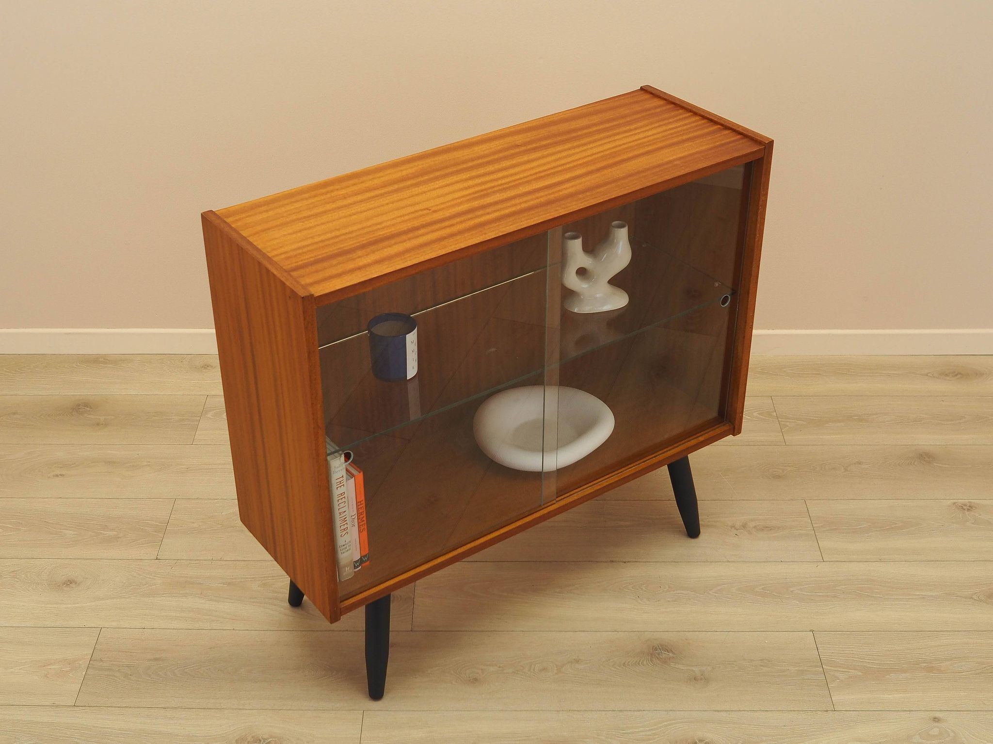 Mahogany display cabinet with glass front, Denmark, 1970s