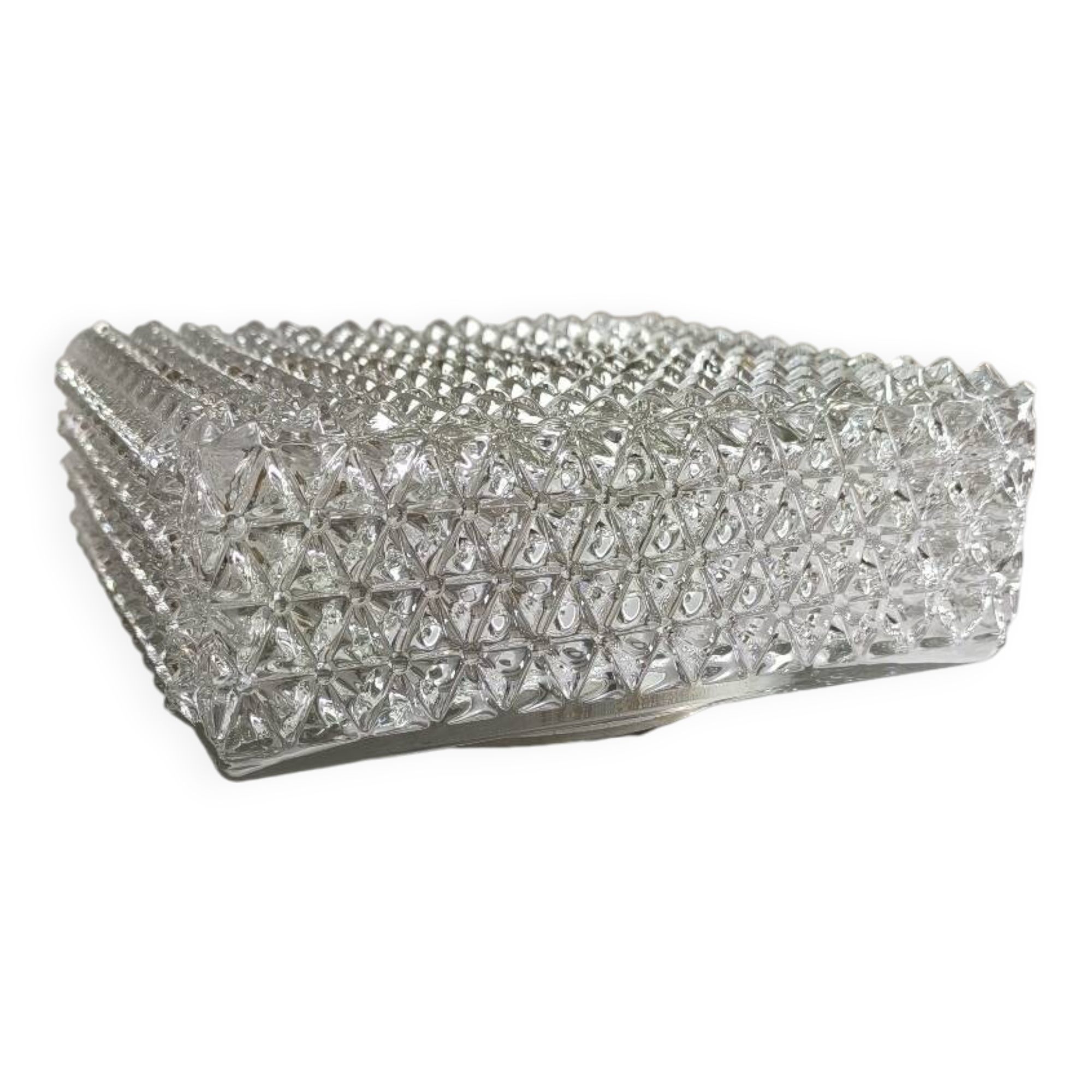 Plafonnier en verre ciselé des années 60