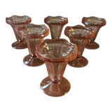Set of 6 vintage pink glass ice cream cups