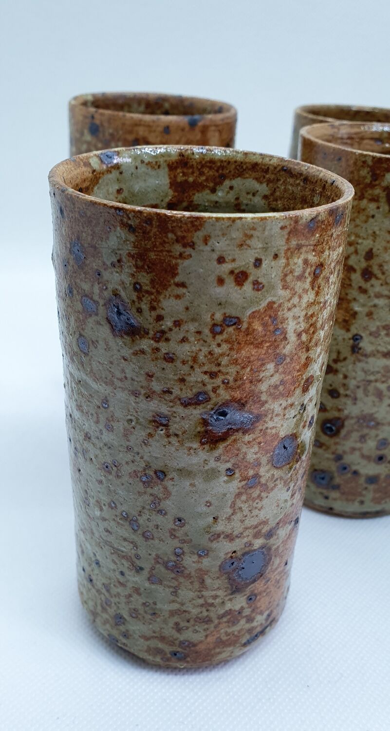 6 verres haut en grès pyrité