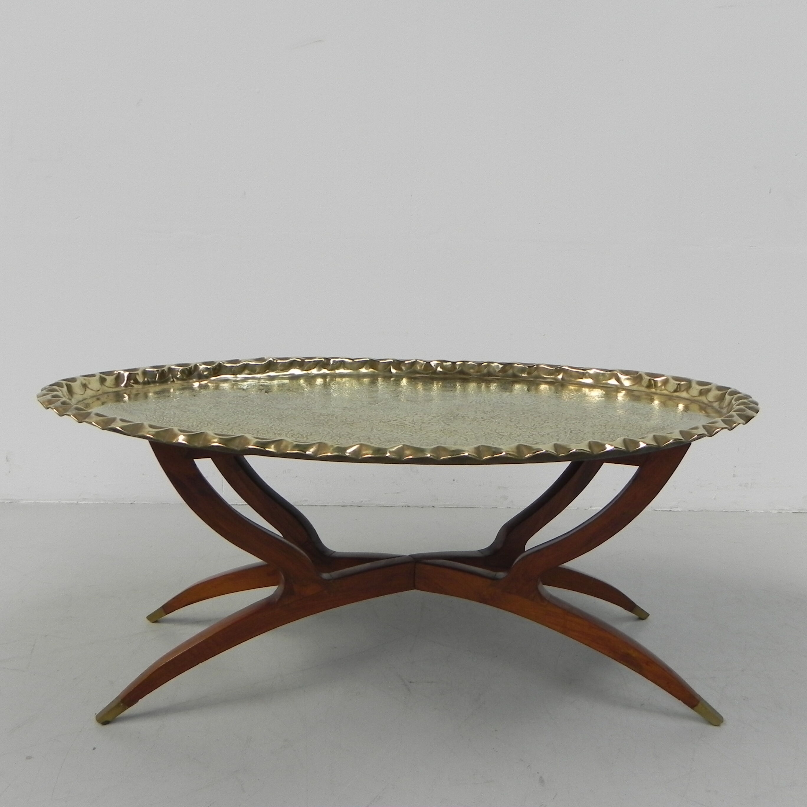 Moroccan brass tray table, ca 1950